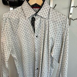 Men's M. Benisti Gray and Black Paislet Shirt size M